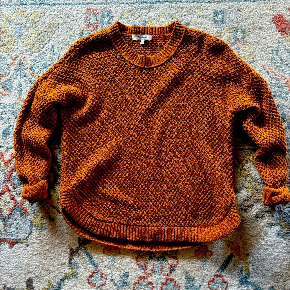 Madewell. Copper Crochet Crewneck sweater.